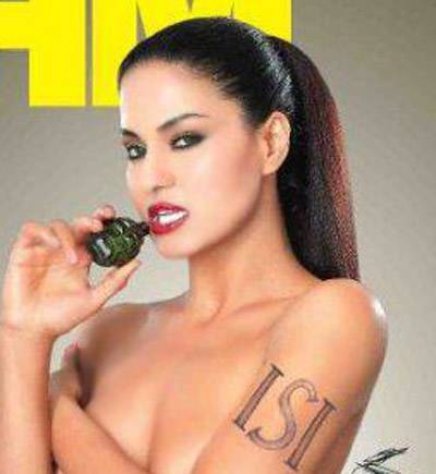 الهند تثير باكستان بوضع اسم استخباراتها على صورة ممثلة عارية شاهدوا الصور