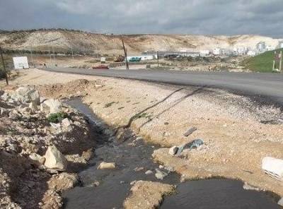 تدفق مياه عادمة على مزارع بالرمثا