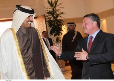 الملك عبد الله الثاني وسمو الأمير الحسين ولي العهد يرسلان برقية تهنئة لأمير قطر الشيخ تميم و أول إتصال بمناسبة توليه لمقاليد الحكم