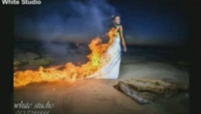 بالفيديو.. عريس يشعل النار في عروسه عمداً !