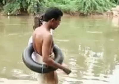 بالفيديو.. معلم يذهب يومياً للمدرسة ..سباحة!