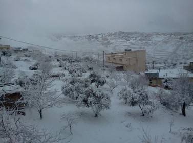 عجلون: ثلوج خفيفة على راس منيف واشتافينا