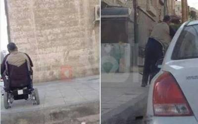الجاردنز: ركن سيارته واخرج مقعد العجزة .. من سائق مركبة إلى متسول في ثوان