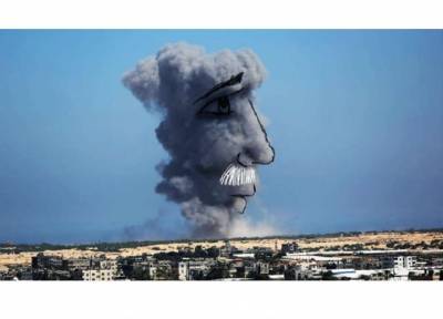 بالصور.. فلسطينيون يحولون أدخنة الغارات إلى لوحات فنية