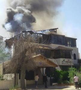 ام اذينة: حريق ضخم بمقر حزب الاتحاد الوطني