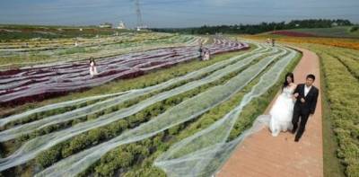 أطول طرحة زفاف في التاريخ : طولها أربعة كيلومتر