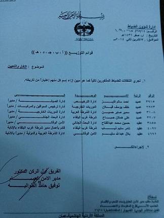 تعينات مدراء جدد لأدارة البحث الجنائي والامن الوقائي وتنقلات هامة في مديرية الامن العام  اسماء