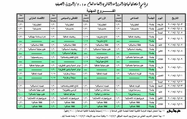 برنامج إمتحان صيفية التوجيهي.. جداول