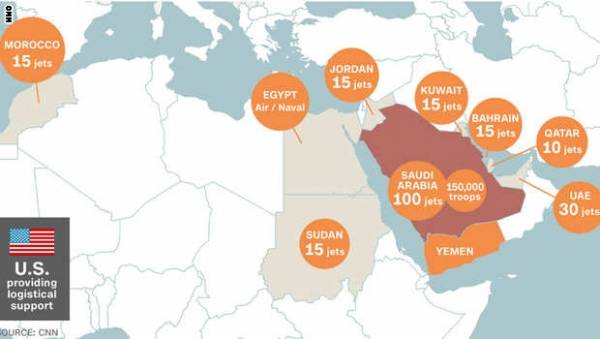 على الخريطة.. الدول ودورها بعمليات عاصفة الحزم ضد الحوثيين