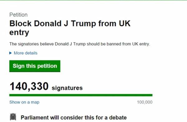 أكثر من 250 ألفا يوقعون عريضة لمنع دخول ترامب لبريطانيا
