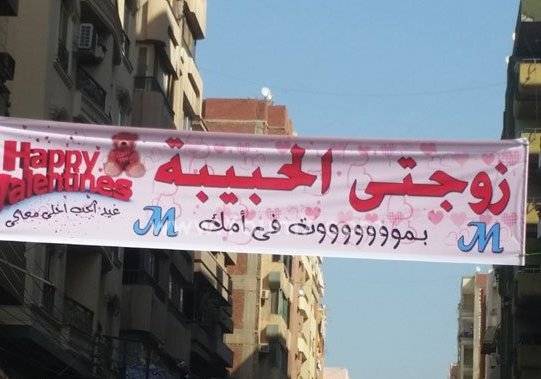 بمناسبة عيد الحب: مصري علّق لافتة في الشوارع وكتب عليها زوجتي الحبيبة بموت في أمك !