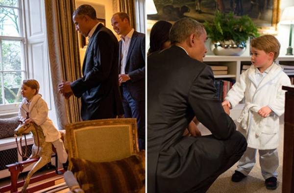 الأمير الصغير يستقبل الرئيس الأمريكي بـالبيجاما