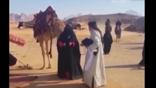 فيديو  جمل يركل ممثلة عربية أثناء التصوير