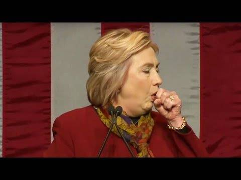 هيلاري كلينتون تتعرض لنوبة سعال حادة بسبب ترامب فيديو