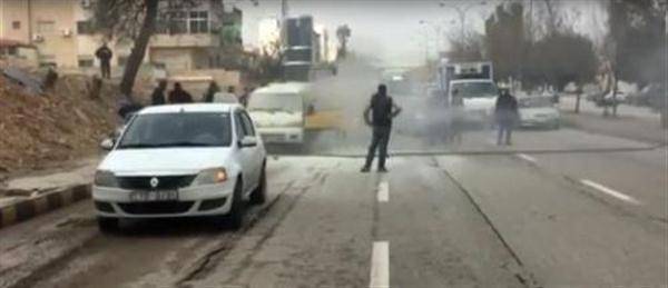 احتراق باص على الدوار الثامن ...صور