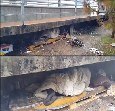 شاب اردني ينام تحت جسر في المطر (فيديو)