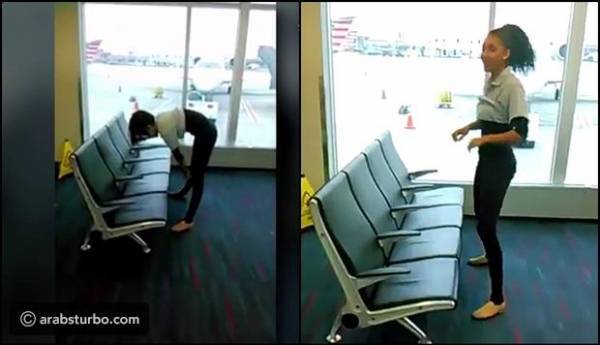 فيديو فتاة تصدم الجميع بهذا التصرف في المطار!