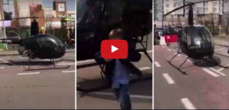 فيديو يثير جدلاً واسعاً لطفل يستقل طائرة هليكوبتر!!