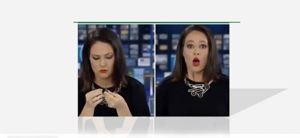 بالفيديو.. رد فعل مضحك لمذيعة فوجئت أنها على الهواء