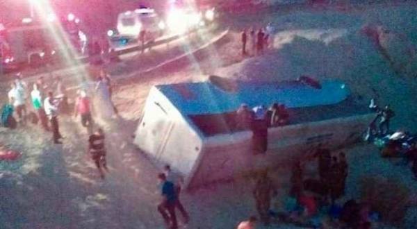 وفاة ٦ أشخاص وأصابه ٣٨ شخص أثر حادث تدهور حافلة معتمرين في الطفيلة