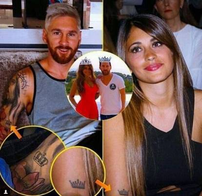 وشم خاص يجمع بين ميسي وأنتونيلا بعد الزواج