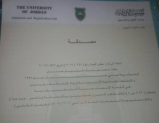 مجد جبران ترتدي عباءة الفرح بتخرجها