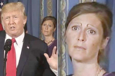 بالفيديو.. حواجب غريبة لسيدة تخطف الأنظار من دونالد ترامب!