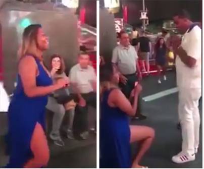 فيديو ...في حادثة غير مسبوقة...فتاة تطلب يد حبيبها على الملأ في ساحة عامة!