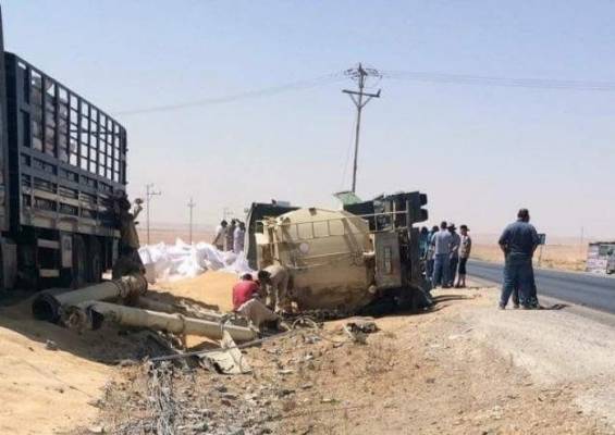 تدهور شاحنة أعلاف على أوتوستراد المفرق – الزرقاء