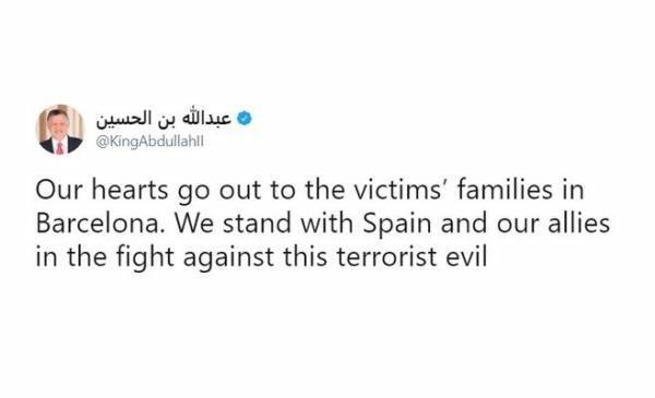 الملك: قلوبنا مع أسر ضحايا هجوم برشلونة