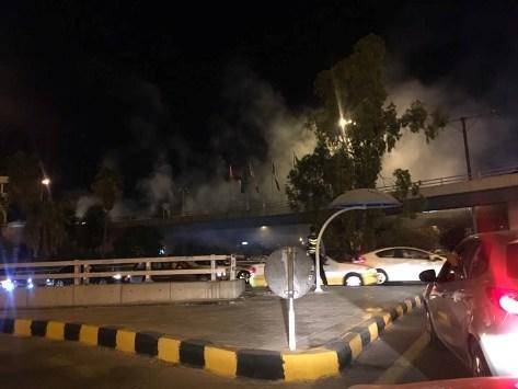 حريق على دوار الداخلية وازمة سير خانقة