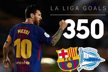 ميسي يترقب مباراة ألافيس لتسجيل هدفه رقم 350 في الدوري الإسباني