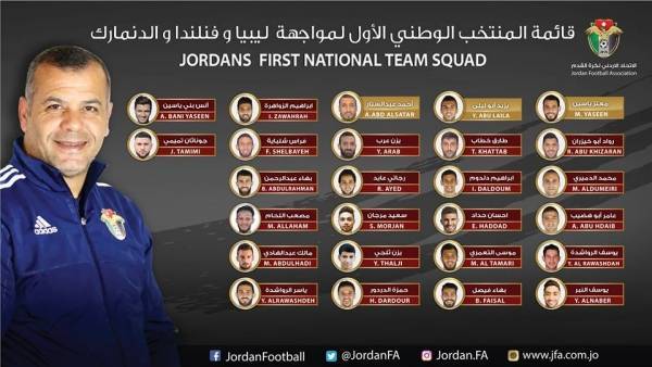 ابو عابد يعلن قائمة النشامى لمواجهة ليبيا ودياً