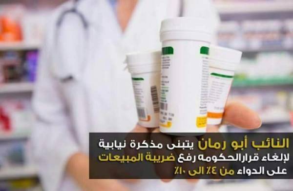 أبو رمان يتبنى مذكره نيابية لرفض قرار رفع أسعار الأدويه 