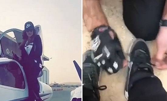 بالفيديو ..شاب يربط حذاء حليمة بولند ...؟؟؟