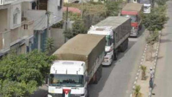 وصول قافلة مساعدات أردنية الى غزة