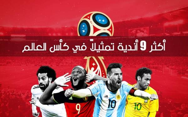 إنفوجراف.... أكثر 9 أندية تمثيلاً في كأس العالم