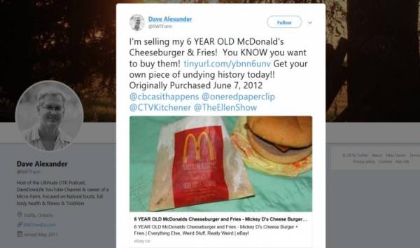 للبيع.. وجبة ماكدونالدز عمرها ست سنوات