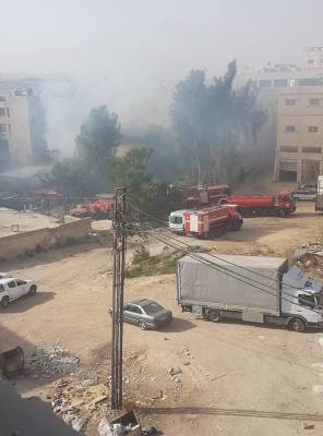 حريق ضخم في عدة محلات بالقويسمة  صور