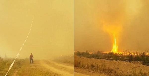 بالفيديو.. إعصار نار يسحب خرطوم إطفاء 35 متراً في الهواء