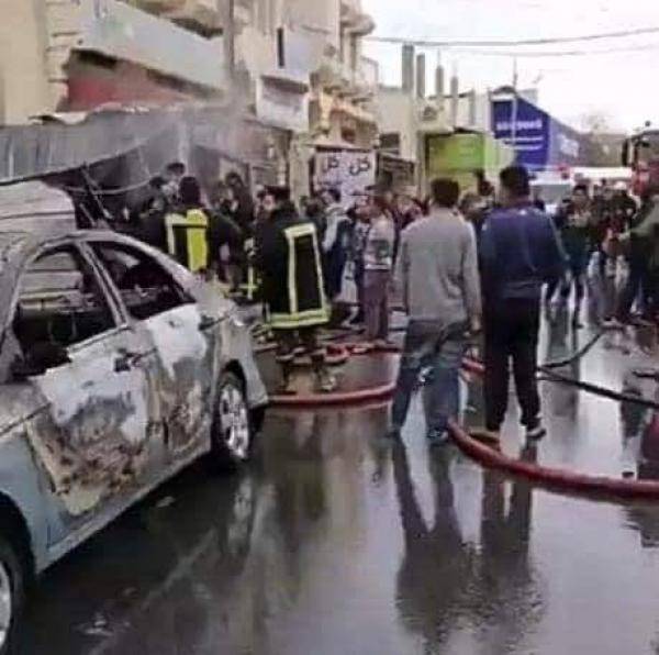 حريق في سوق الطفيلة التجاري (صور)