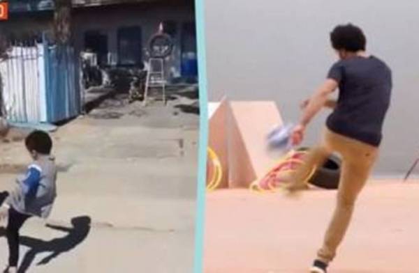 طفل إيراني يتحدى محمد صلاح فيديو