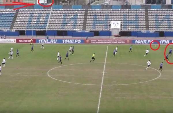 كرة لاعب تصيب طائرا يحلق فوق الملعب أثناء المباراة (فيديو)