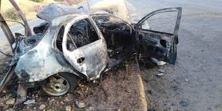 بالصور .. وفاتان حرقاً اثر حريق مركبة في اربد