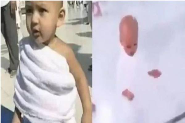 شاهد بالفيديو .. براءة وعفوية طفل في المسجد الحرام