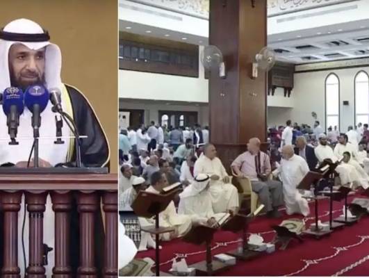 شاهد..  مشاجرة بين المصلين في مسجد خلال صلاة الجمعة