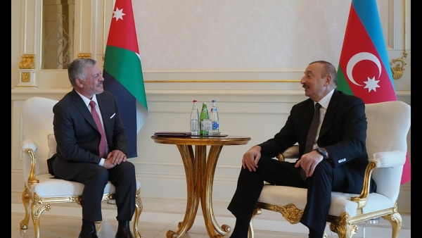 حديث جلالة الملك عبدالله الثاني ورئيس جمهورية أذربيجان إلهام علييف خلال لقائهما في قصر زوغولبا