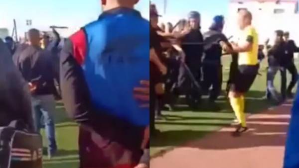 بالفيديو.. اعتداء بالضرب المبرح على حكام في دوري عربي