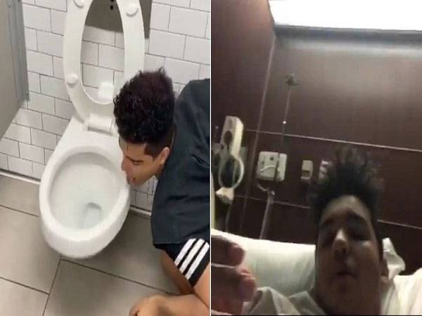 شاهد بالفيديو اقذر تحدي لعق المراحيض  لتحدي كورونا ....ولكن