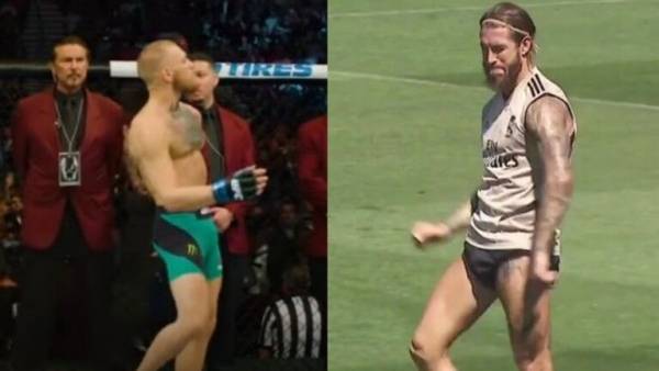 راموس يحتفل بتقليد مشية المقاتل ماكغريغور الشهيرة (فيديو)